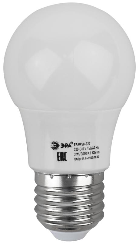 Лампы cветодиодные ERAW50-E27 LED A50-3W-E27 (диод. груша бел., 13SMD, 3W, E27, для белт-лайт) (10/100/3600) | Б0049582 | ЭРА — миниатюра 4