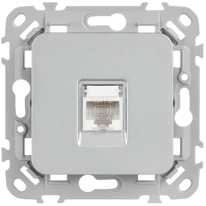 FLITE Розетка компьютерная RJ45 кат.6 UTP РК6-1-0-ФлА алюминий | FI-K12-2-K47 | IEK — миниатюра 2