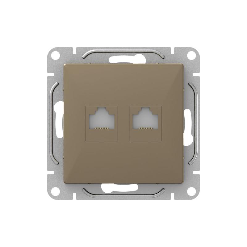 Механизм розетки RJ45 - 2шт, (cat6), шампань Эпика — миниатюра 1