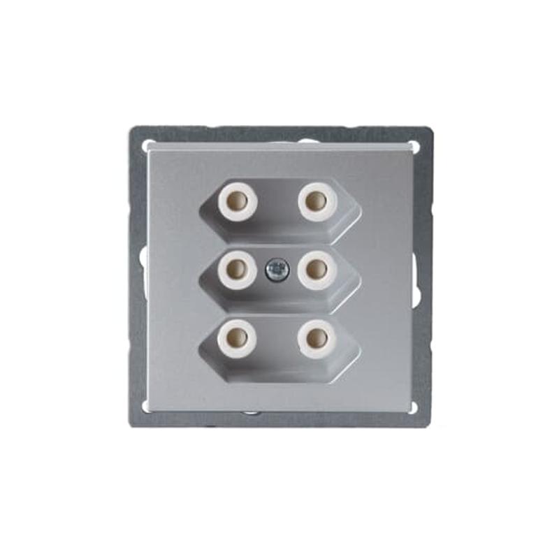 Розетка 3*EuroSocket 6А 230В, без заземления, алюминий | 303UC-83  | 2TKA00000451 | ABB — ABB