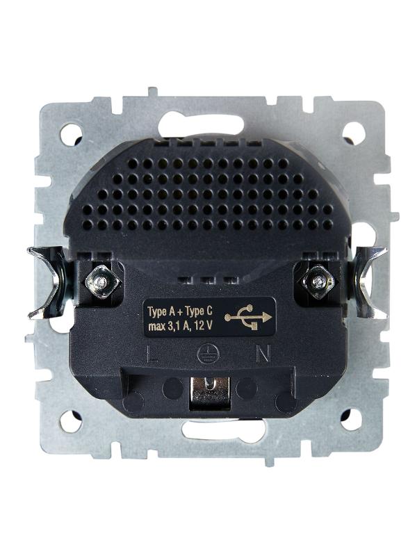 BRITE Розетка с заземлением со шторками 16А с USB A+C 18Вт РЮш11-1-БрЧ черный | BR-R14-16-U22-018-K02 | IEK — миниатюра 4