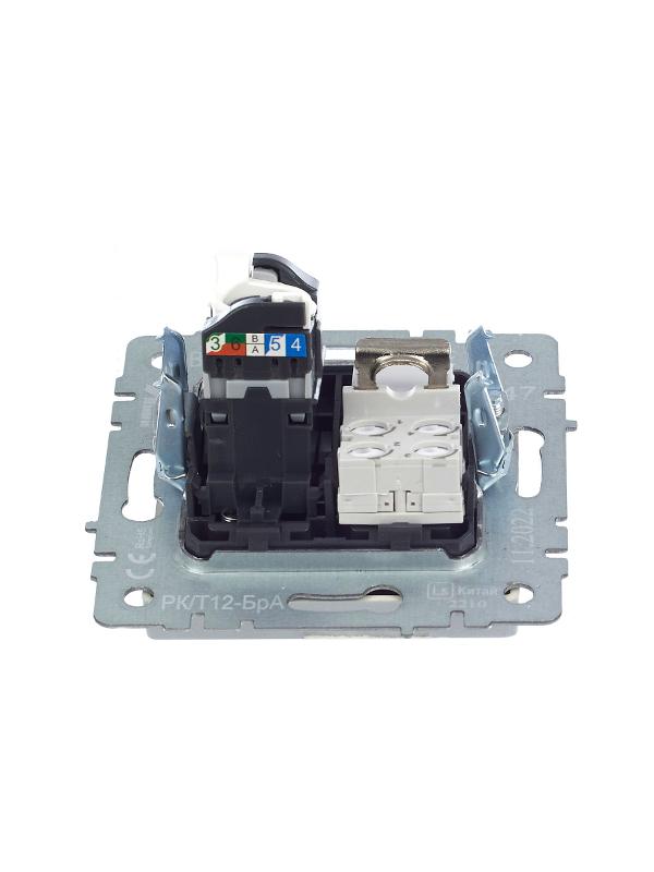 BRITE Розетка двойная RJ11+RJ45 кат.5E РК/Т12-БрА алюминий | BR-KT20-O-1-K47 | IEK — миниатюра 5