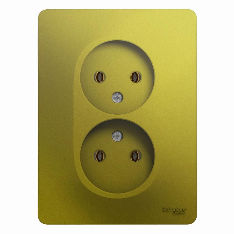 Glossa Фисташковый Розетка 2-ая без заземления (в сборе) | GSL001020 | SE — Systeme Electric