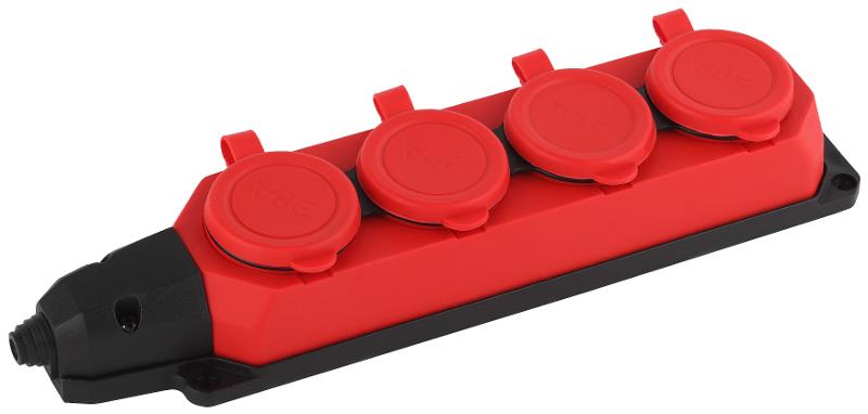 K-4e-RED-IP44 ЭРА Колодка каучуковая с/з 4гн 16A IP44 красная | Б0044553 | ЭРА — ЭРА (Энергия света)