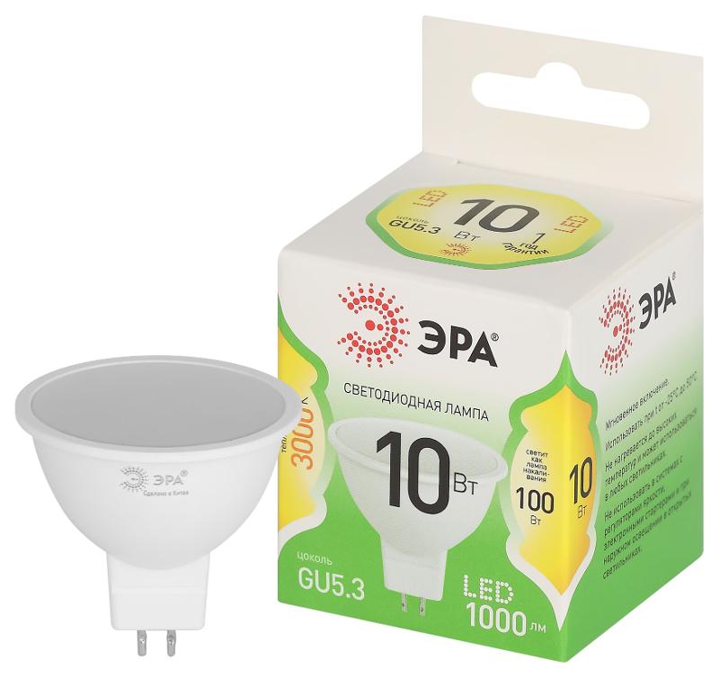 Лампа светодиодная  GREEN LINE LED MR16-10W-830-GU5.3 GL GU5.3 10 Вт софит теплый свет | Б0066983 | ЭРА — ЭРА (Энергия света)