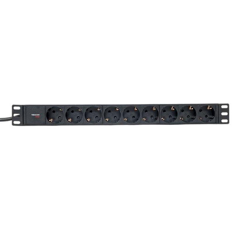 Блок розеток PDU TERACOM PRO 19" 1U 16А/250В 9 розеток Schuko 2 м 3x1,5 мм2 вилка Schuko | TRP-HPD-16A-9SH-2MSH | EKF — миниатюра 10