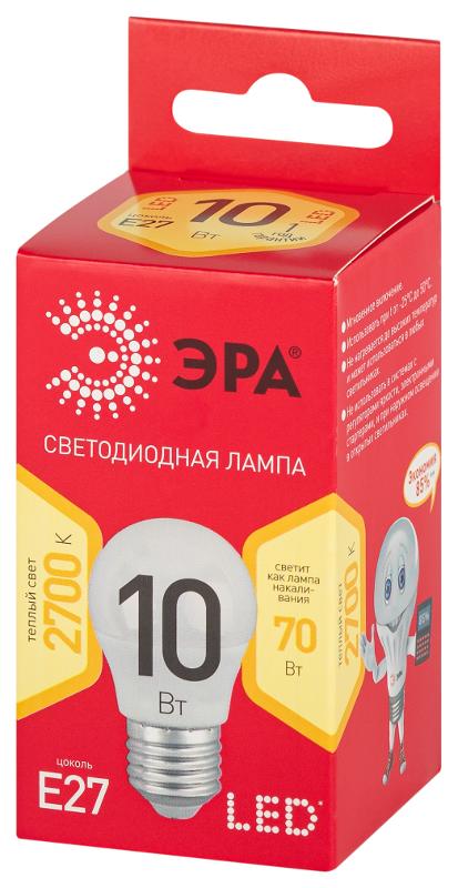 Лампа светодиодная RED LINE LED P45-10W-827-E27 R E27 / Е27 10 Вт шар теплый белый свет | Б0050698 | ЭРА — миниатюра 4