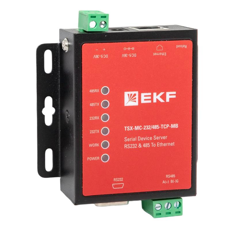 Преобразователь RS-232/485 в Ethernet, Modbus TCP/RTU/ASCII TSX |TSX-MC-232/485-TCP-MB|EKF — миниатюра 1