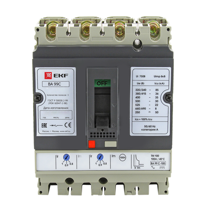 Выключатель автоматический ВА-99C (Compact NS) 100/63А 3P+N 36кА EKF | mccb99C-100-63+N | EKF — EKF