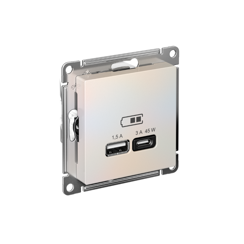 AtlasDesign Жемчуг USB Розетка A + тип-C 45W высокоскоростной заряд QC PD | ATN000429 | SE — Systeme Electric
