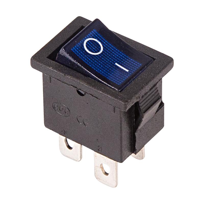 Выключатель клавишный 250V 6А (4с) ON-OFF синий с подсветкой Mini | 36-2191 | REXANT — REXANT
