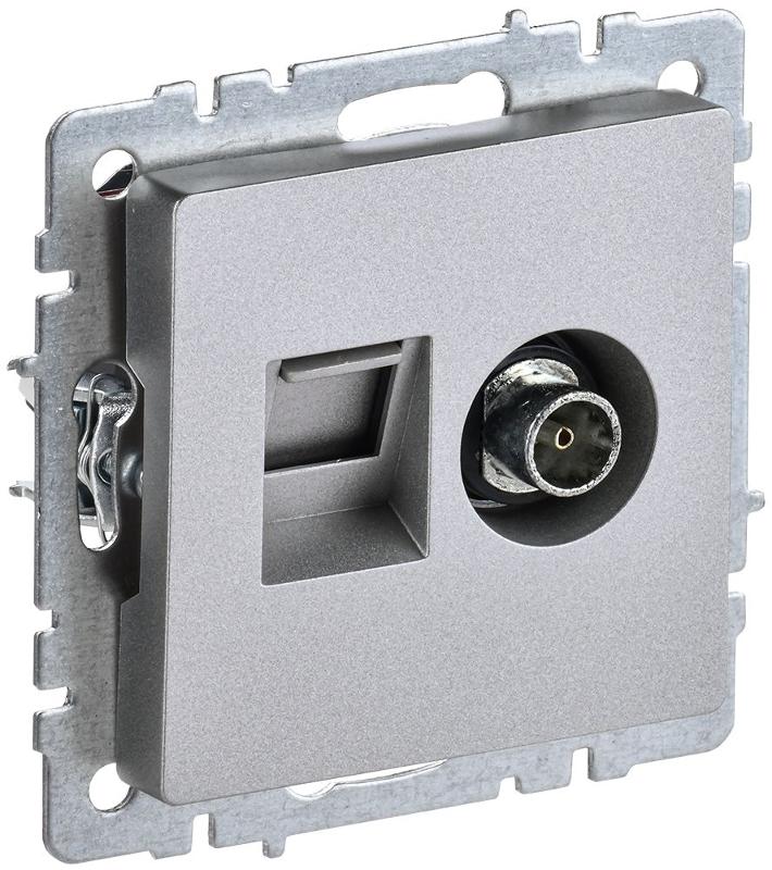 BRITE Розетка двойная TV+RJ45 кат.5E РТВ/РК12-БрА алюминий | BR-AK20-1-K47 | IEK — IEK (ИЭК)