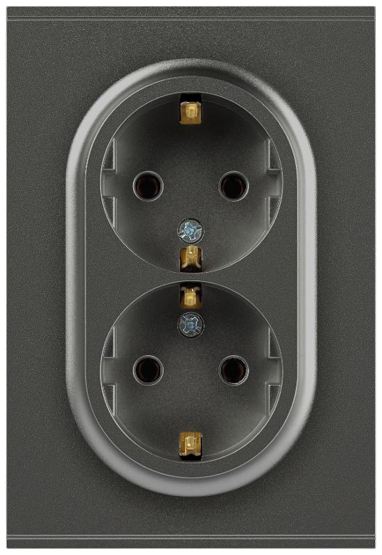 Розетка Arktik 16-2105-06 двойная с заземлением 2X2P+E Schuko со шторками 16А-250В графит | Б0070459 | ЭРА — ЭРА (Энергия света)