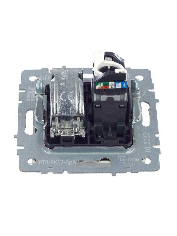 BRITE Розетка двойная TV+RJ45 кат.5E РТВ/РК12-БрА алюминий | BR-AK20-1-K47 | IEK — миниатюра 5