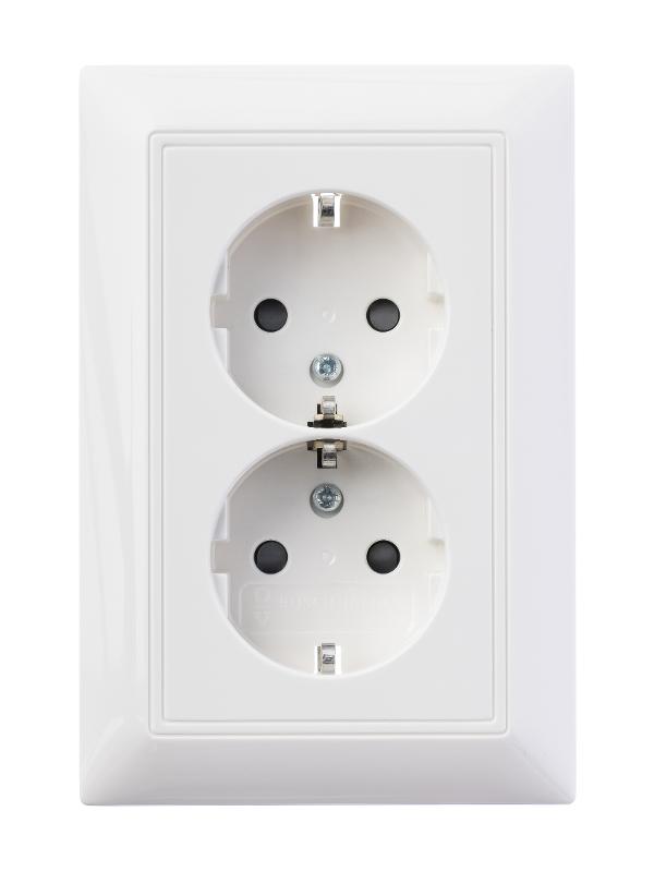 ABB Basic 55 Альп. белый Розетка 2-ая с/з моноблок, с защитными шторками | 2021-0-0378  | 2CKA002021A0378 | ABB — миниатюра 4