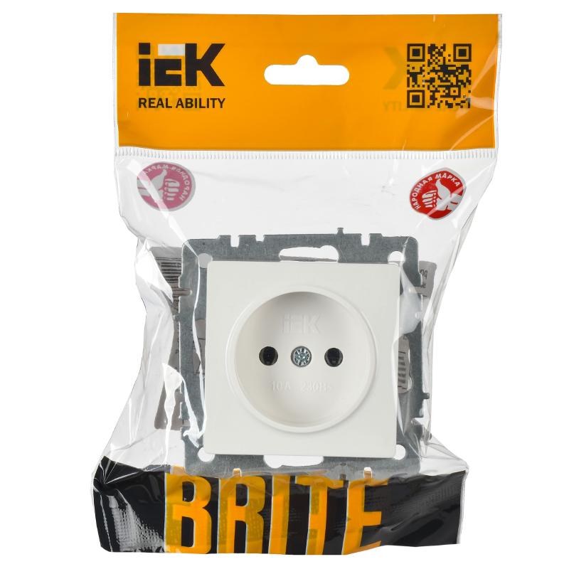 BRITE Розетка без заземления без шторок10А РС10-1-0-БрБ белый | BR-R10-10-K01 | IEK — миниатюра 2