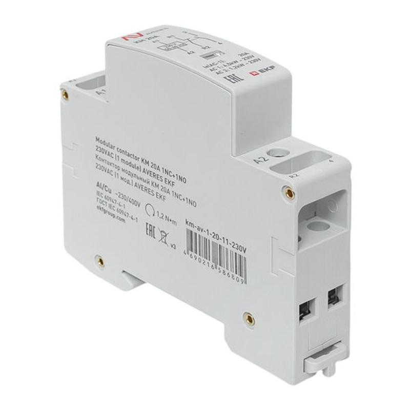 Контактор модульный КМ 20А 1NC+1NO 230VAC (1 мод.) AVERES | km-av-1-20-11-230V | EKF — миниатюра 9