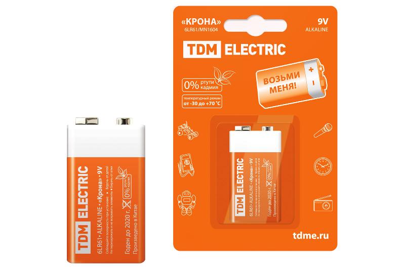 Элемент питания 6LR61 "Крона" 9V BP-1  | SQ1702-0013 | TDM — TDM ELECTRIC