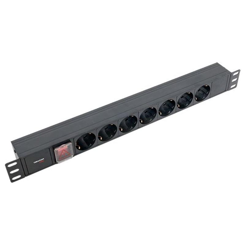 Блок розеток PDU TERACOM PRO 19" 1U 10А/250В 7 розеток Schuko с выключателем разъем C14 | TRP-HPD-LS-10A-7SH-C14 | EKF — миниатюра 15