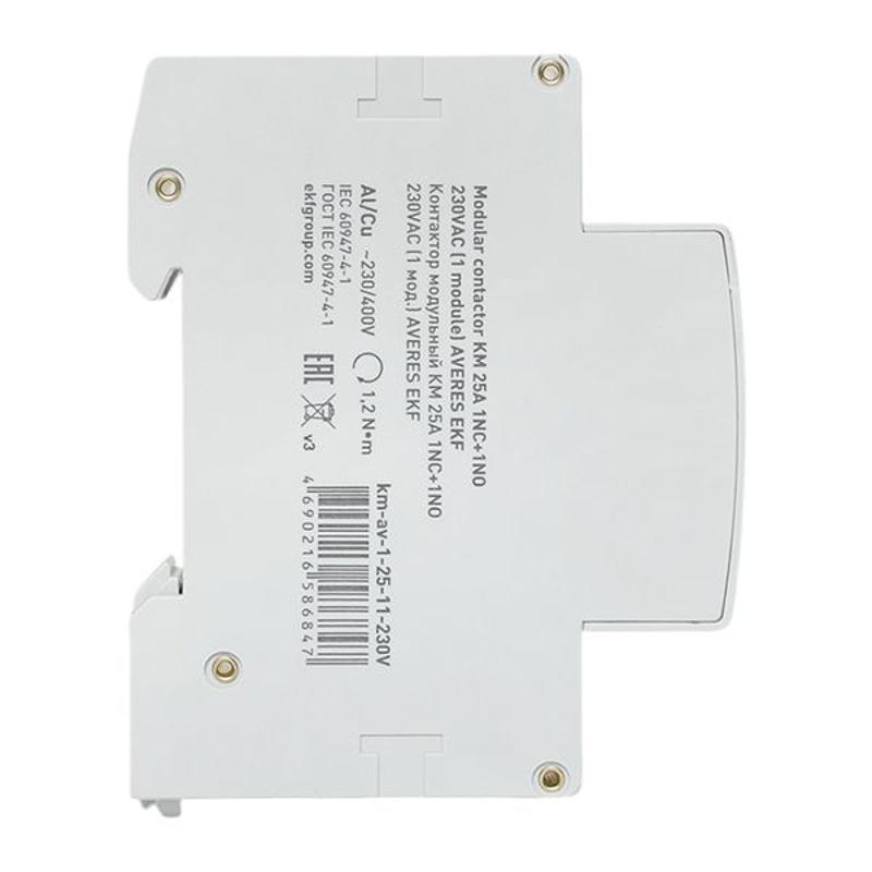 Контактор модульный КМ 25А 1NC+1NO 230VAC (1 мод.) AVERES | km-av-1-25-11-230V | EKF — миниатюра 4
