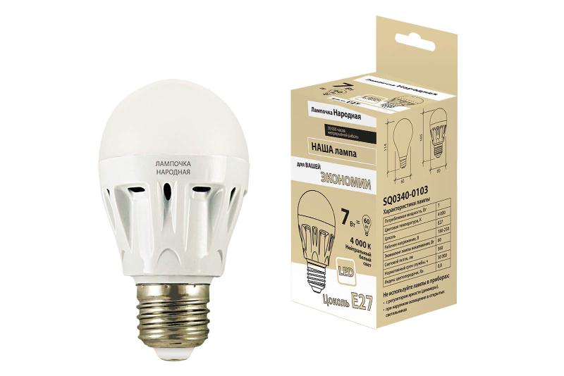 Лампа Народная светодиодная НЛ-LED-A60 7 Вт-4000 К-Е27 (60х105) | SQ0340-0103 | TDM — TDM ELECTRIC