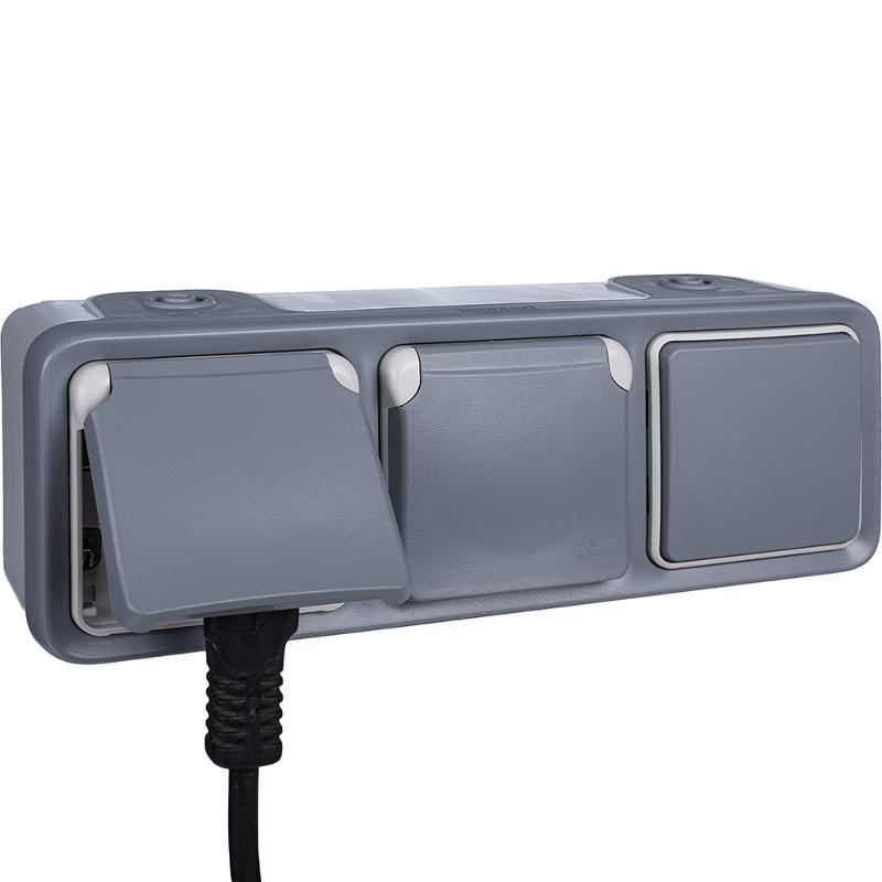 Plexo Серый Коробка 3-ая для наружного монтажа горизонтальная IP55 — миниатюра 9