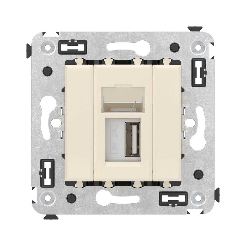 USB 2.0 розетка одинарная в стену, тип А-А, "Avanti", "Ванильная дымка" | 4405403 | DKC — миниатюра 2