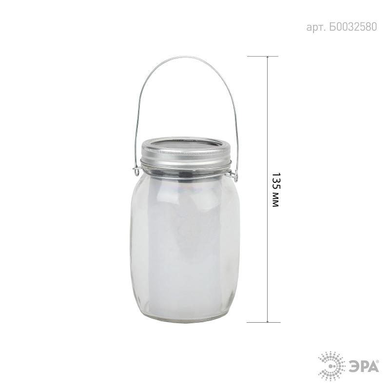 Cветильник садовый декоративный SL-GL14-JAR-3 на солнечной батарее, стекло, металл, прозрачный, 13,5 см | Б0032580 | ЭРА — миниатюра 4