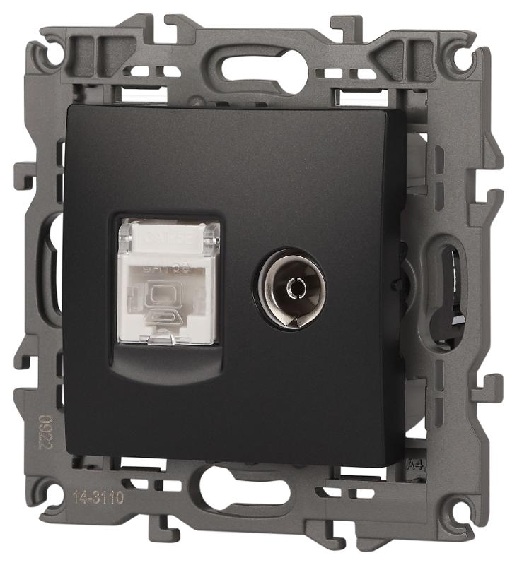 14-3110-05 Розетка RJ45+TV, IP20, антрацит | Б0034318 | ЭРА — миниатюра 4