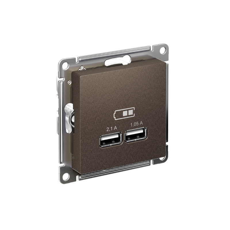 AtlasDesign Мокко Розетка USB, 5В, 1 порт x 2,1 А, 2 порта х 1,05 А, механизм | ATN000633 | SE — Systeme Electric