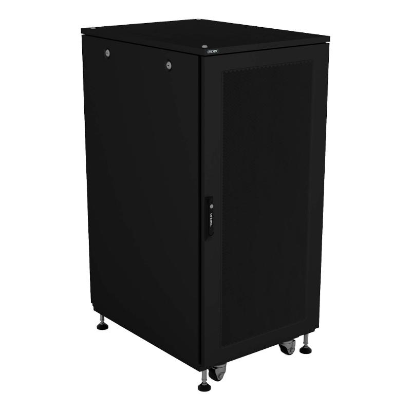 Шкаф напольный разобранный 19'' IT-CQE-N 24U 600x1000мм, крыша с вырубкой, дверь перф. и перф., один. бок. панели, RAL9005 | R5ITN24610FP1P1SB | DKC — DKC (ДКС)