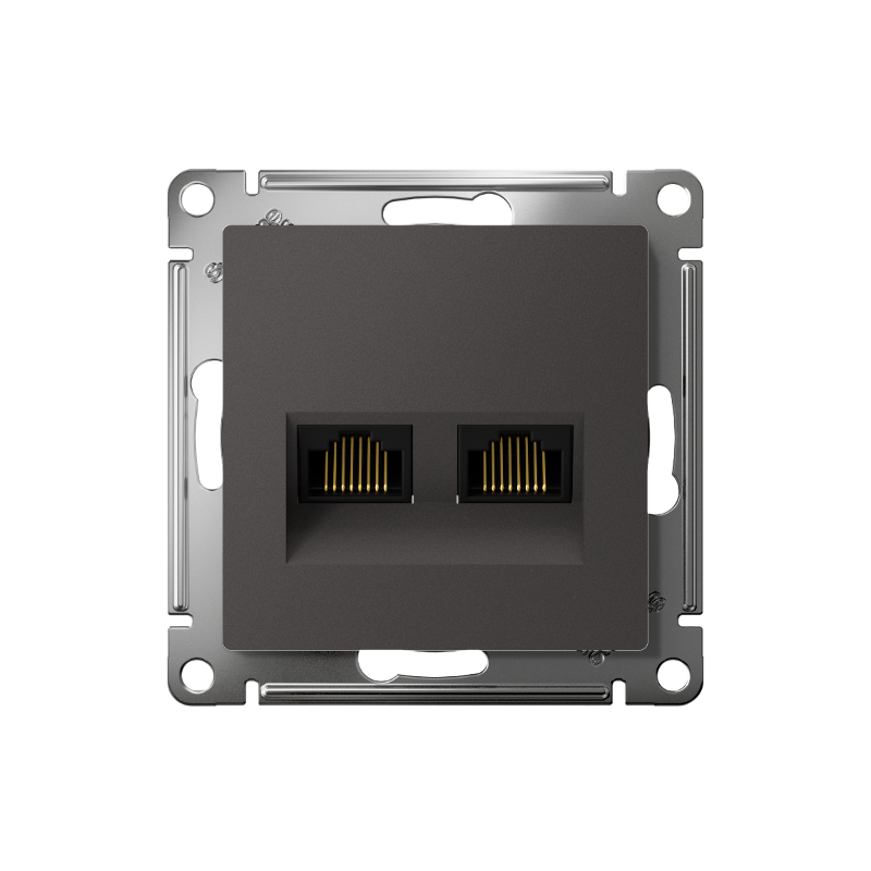 AtlasDesign Базальт Розетка 2-ая компьютерная RJ45+RJ45, кат.5Е, механизм | ATN001485 | SE — миниатюра 2