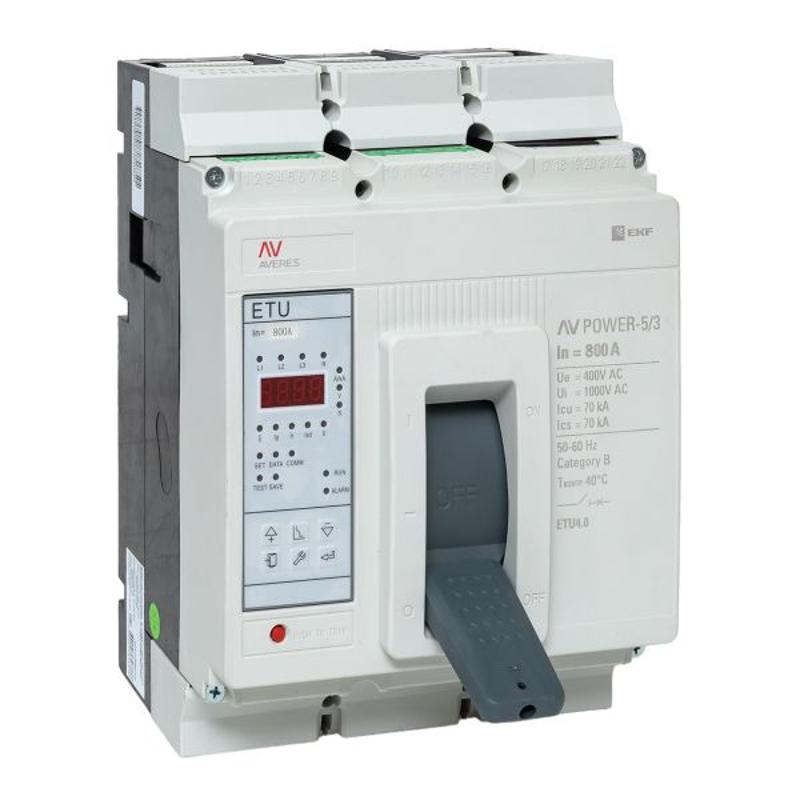 Выключатель автоматический AV POWER-5/3 800А 70kA ETU4.0 AVERES | mccb-53-800M-4.0-av | EKF — миниатюра 1
