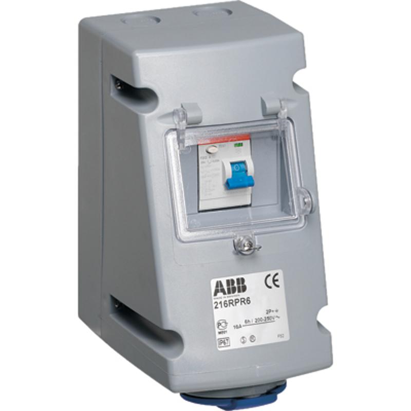 Розетка с УЗО 216RPR6, 16А, 2Р+Е, IP44, 6ч | 2CMA168261R1000 | ABB — ABB