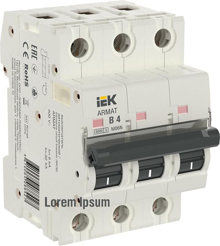 Выключатель автоматический трехполюсный M06N 3P B 4А 6кА ARMAT | AR-M06N-3-B004 | IEK — миниатюра 1