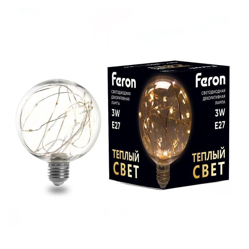 Лампа светодиодная, (3W) 230V E27 2700K G95, LB-382 | 41677 | FERON — миниатюра 1