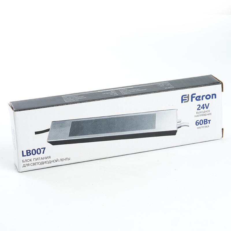 Трансформатор электронный для светодиодной ленты 60W 24V (драйвер), LB007 FERON | 48057 | FERON — миниатюра 4