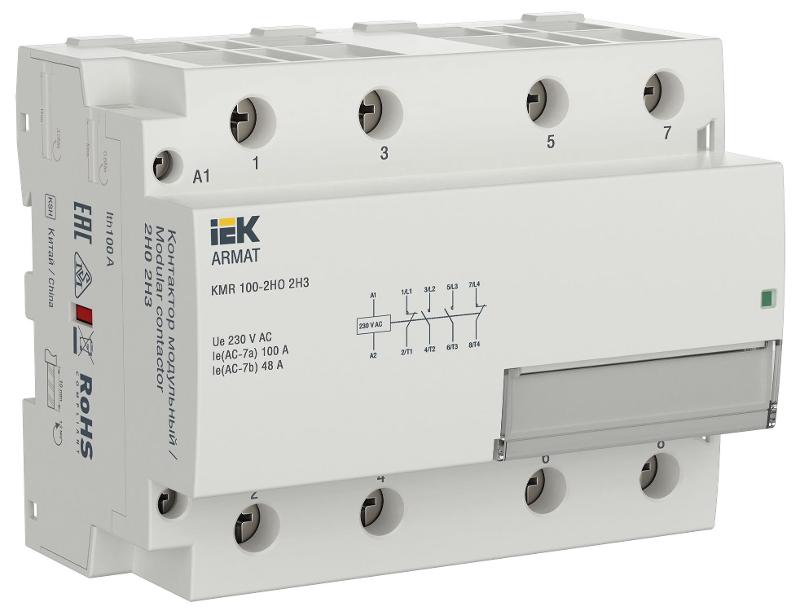 ARMAT Контактор модульный KMR 100А 230В AC 2НО 2НЗ | AR-KMR10-100-22-230 | IEK — IEK (ИЭК)