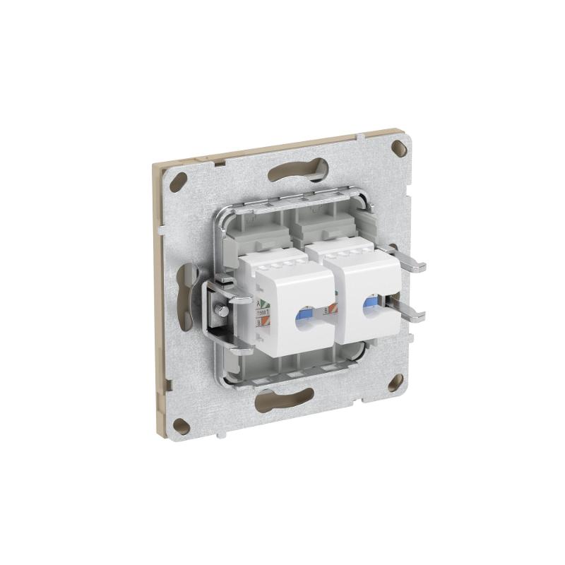 Компьютерная розетка RJ-45 без шторки, кат.5е двойная, KANT, ванильный марципан | 7015664 | DKC — миниатюра 5