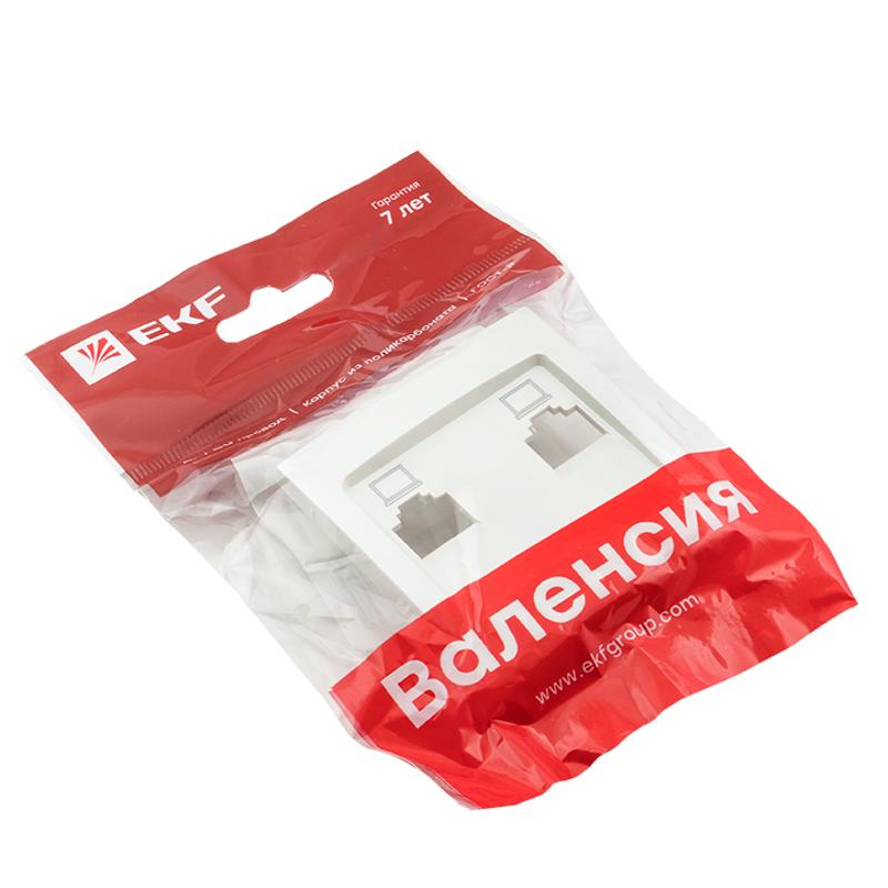 Валенсия лицевая панель розетки RJ-45 2-местная жемчуг EKF PROxima |  ESK02-L-035-50 |  EKF — миниатюра 2