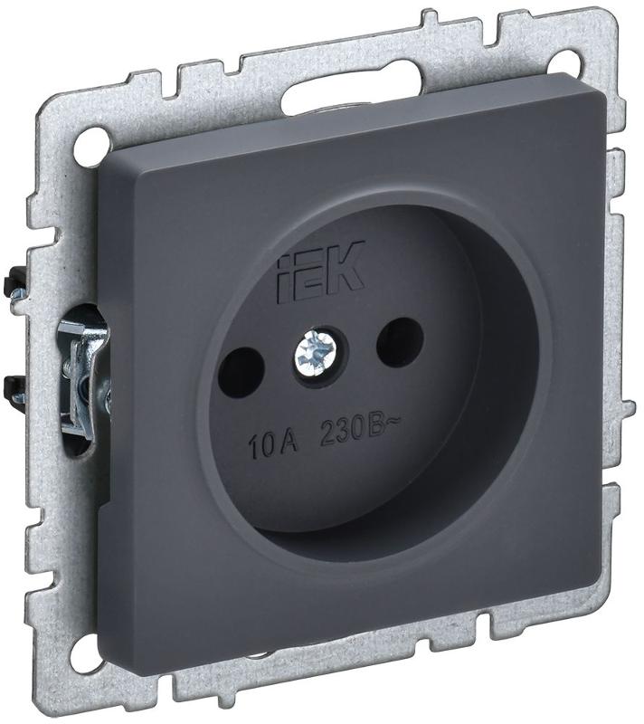 BRITE Розетка без заземления без шторок10А РС10-1-0-БрГ графит | BR-R10-10-K53 | IEK — IEK (ИЭК)