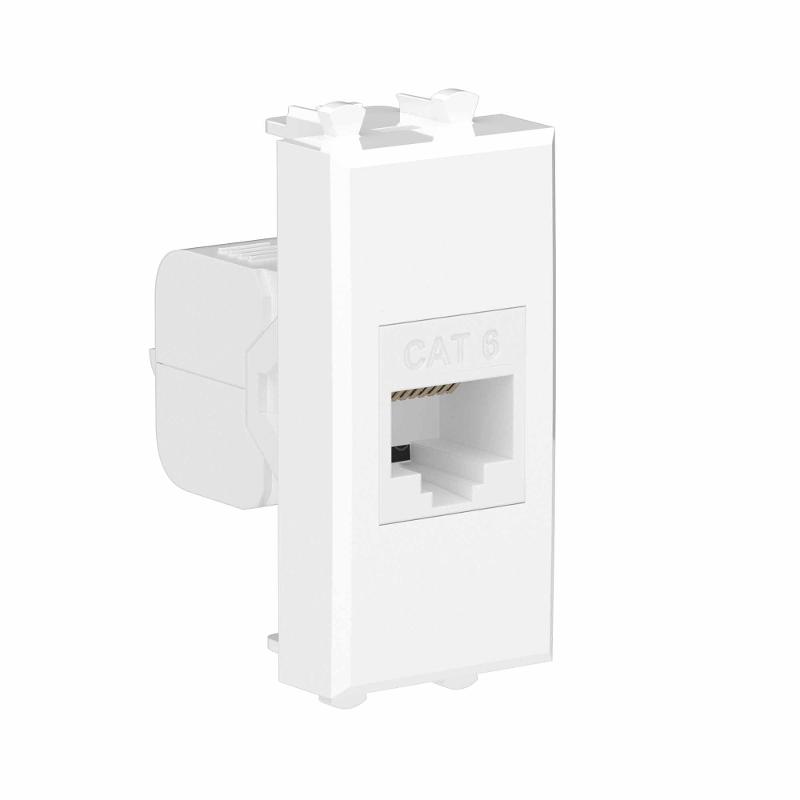 Компьютерная розетка RJ-45 без шторки модульная, кат.6, "Avanti", "Белое облако", 1 модуль | 4400691 | DKC — миниатюра 2