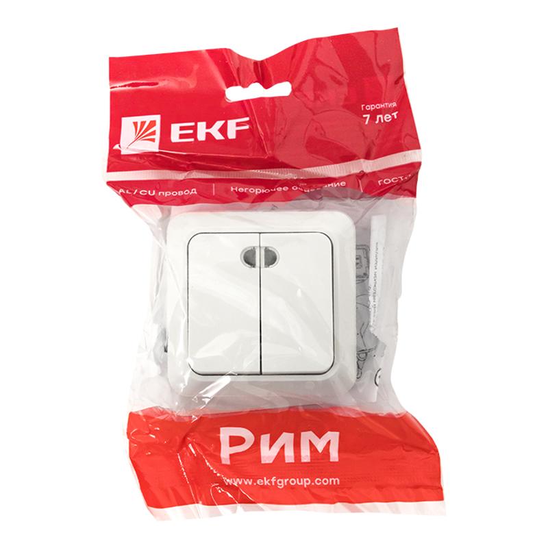 Рим Выключатель 2-клавишный с индикатором 10А белый EKF | ENV10-123-10 | EKF — миниатюра 5