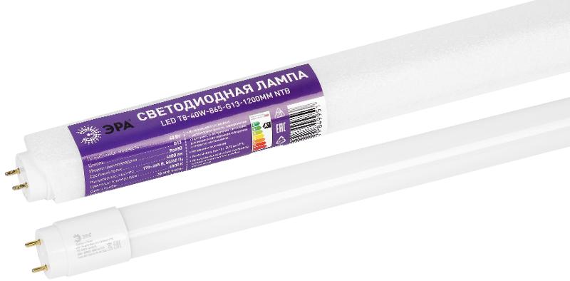 Лампа светодиодная ЭРА RED LINE LED T8-40W-865-G13-1200mm NTB 40Вт трубка стекло холодный дневной свет G13 неповоротный | Б0071253 | ЭРА — ЭРА (Энергия света)
