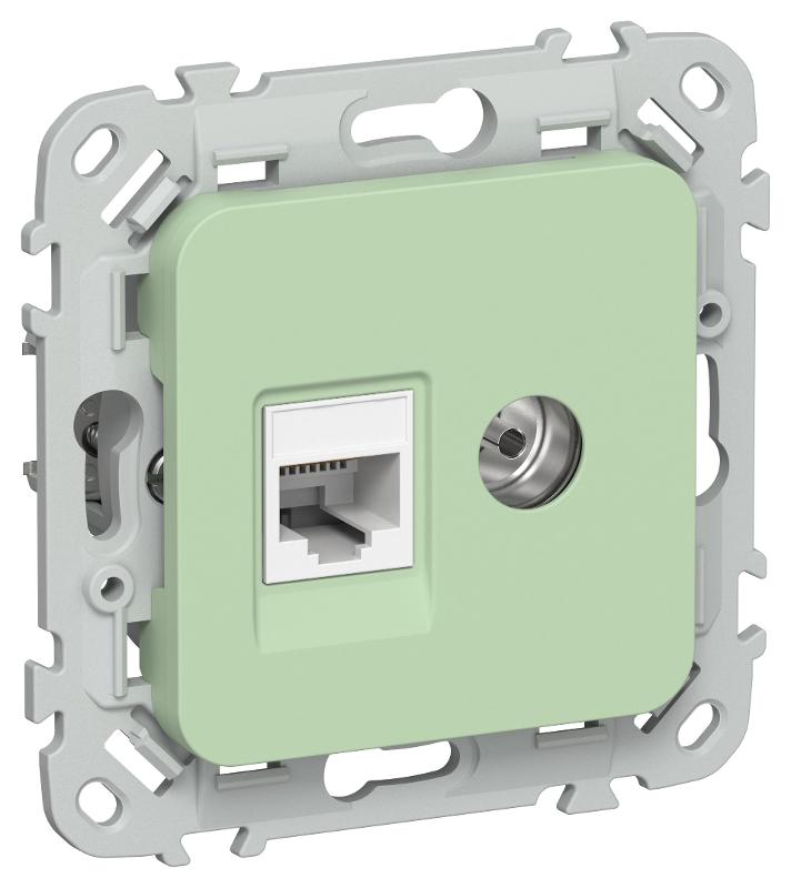 FLITE Розетка 2-ая RJ45/TV кат.5Е UTP РКТВ5е-2-0-ФлФ фисташковый | FI-AK22-1-K93 | IEK — IEK (ИЭК)