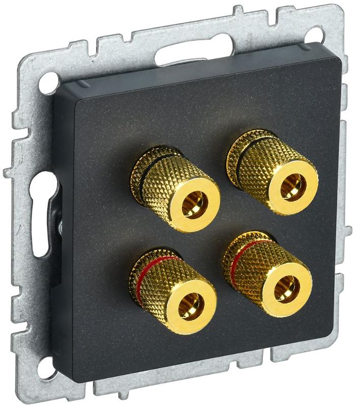 BRITE АудиоРозетка 4-местная РА10-БрЧ черный | BR-S40-K02 | IEK — миниатюра 1