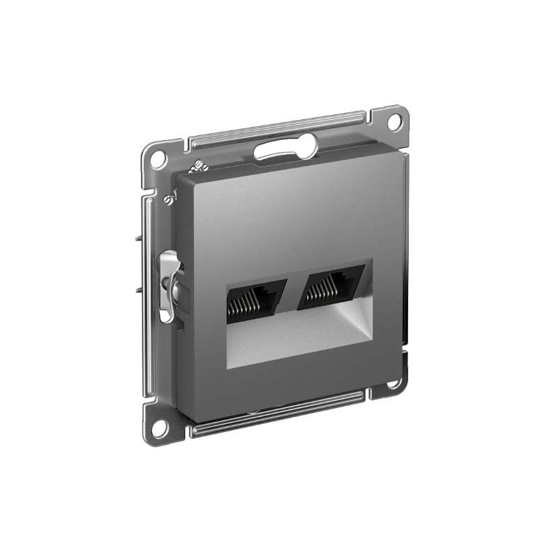 AtlasDesign Сталь Розетка 2-ая компьютерная RJ45+RJ45, кат.6А, механизм | ATN000988 | SE — Systeme Electric