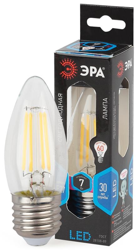 Лампа светодиодная F-LED B35-7W-840-E27 (филамент, свеча, 7Вт, нейтр, E27) | Б0027951 | ЭРА — миниатюра 1