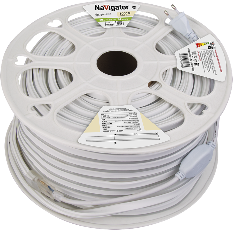 Лента светодиодная NLS-2835WW92-9-IP67-220V-NEONLED 9Вт 220В 3000К IP67 | 71930 | Navigator — Navigator