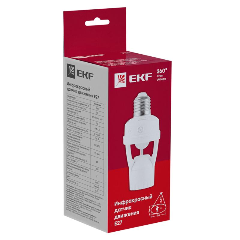 Датчик движения ИК  E27 60Вт 360гр. до 7м IP20 EKF PROxima |  dd-ms-E27 |  EKF — миниатюра 2